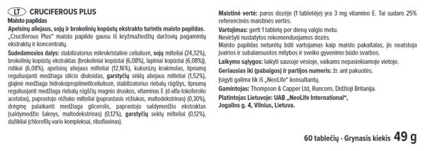 Kryžmažiedžių maisto papildas „Cruciferous Plus“