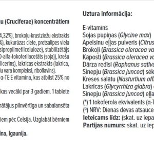 Kryžmažiedžių maisto papildas „Cruciferous Plus“