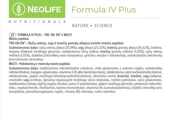 Polivitaminų ir mineralų maisto papildas „Formula IV Plus“