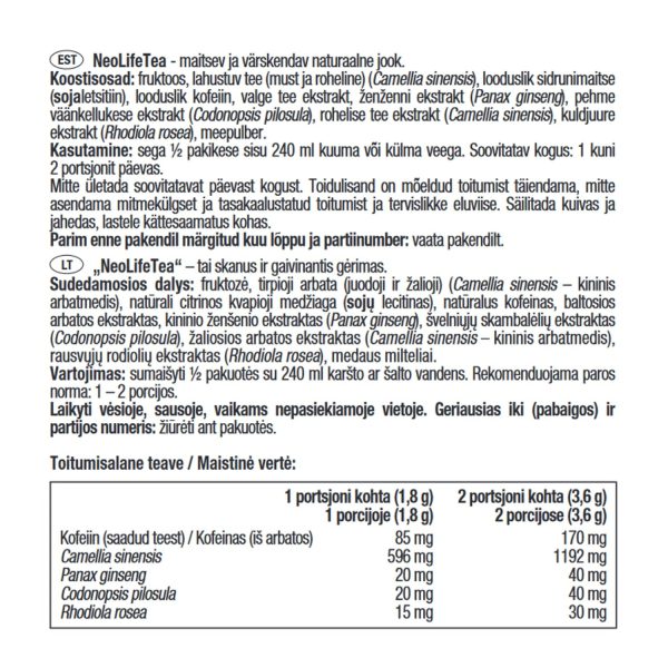 Žolelių arbatos mišinys „NeoLifeTea“
