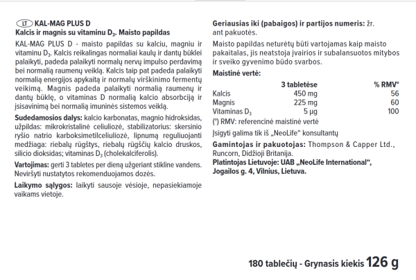 Mineralų maisto papildas „Kal-Mag Plus D“