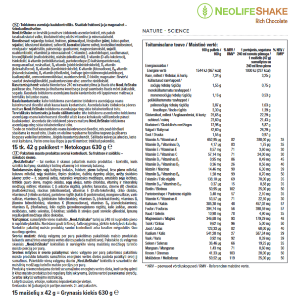 Baltyminis gėrimas „NeoLifeShake“ - šokolado skonio maisto pakaitalas